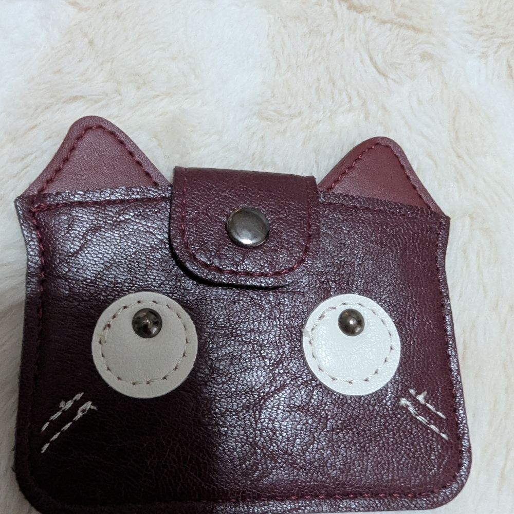 Cute Cat Ear Kids Wallet - Purple and White